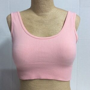 OTOS Women’s Pink Seamless Ribbed Sports Bra, SzM